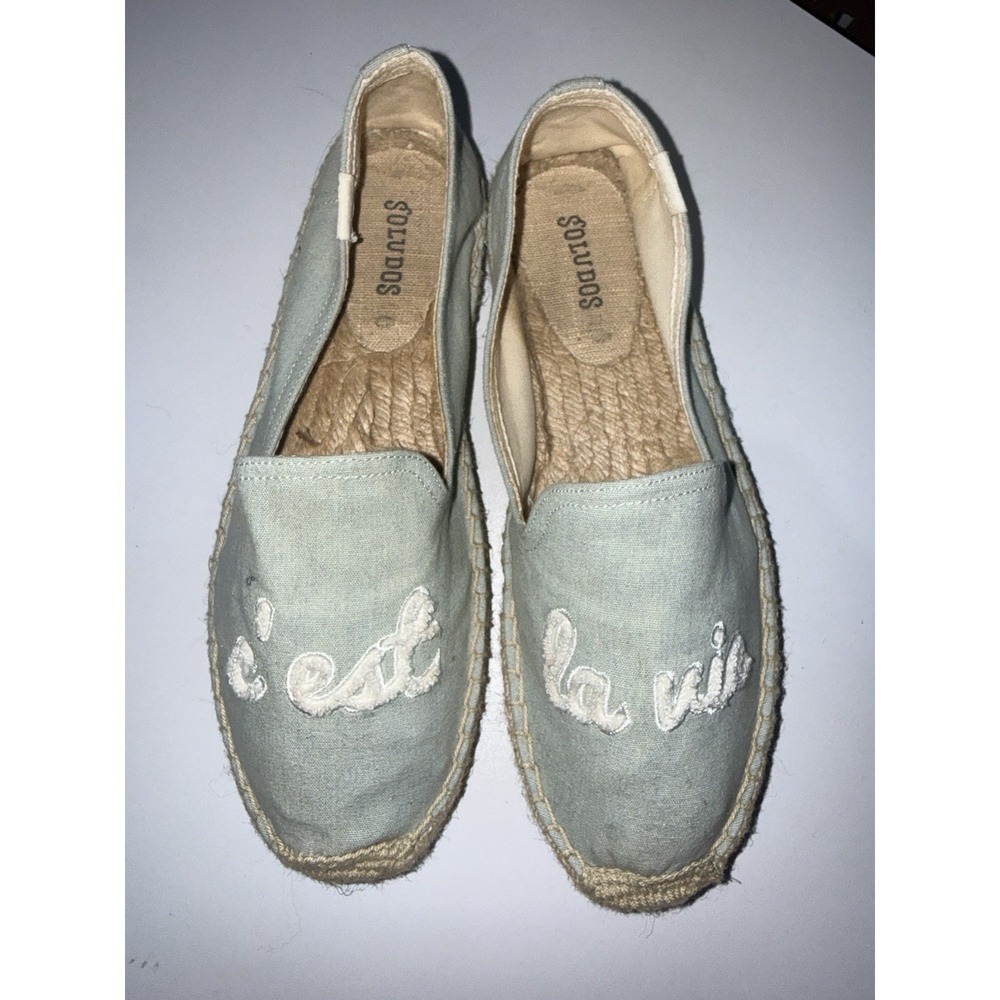 Soludos Embroidered "c'est la vie" Espadrilles‎ Size 8 L